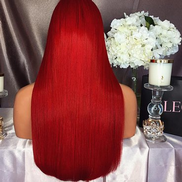 Red Davenpot customized long and straight wigs from Legacy Lace wigs