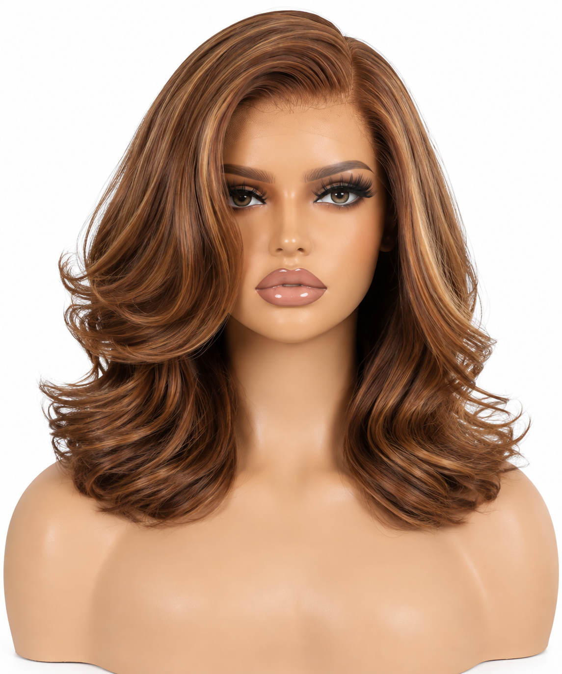 Aveline Slavic human hair wavy bob, front view on mannequin