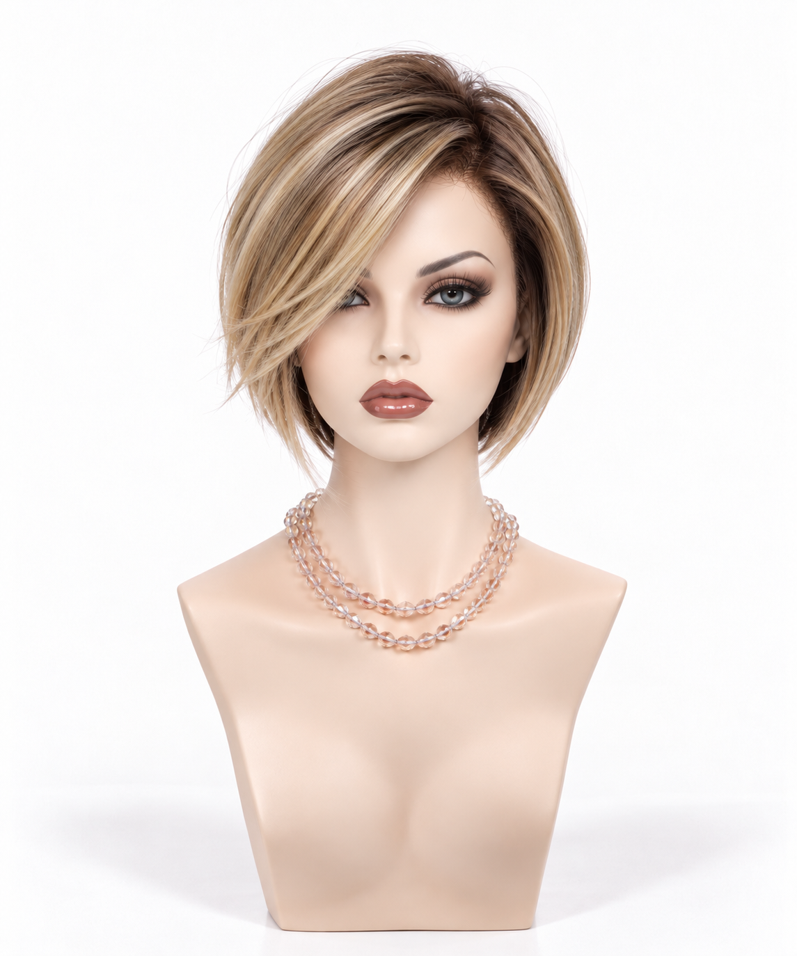 Digitally created front view of Cleo on a tall mannequin